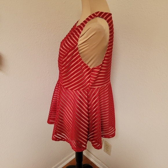 Torrid Knit Shadow Striped Peplum Top - Picture 5 of 6